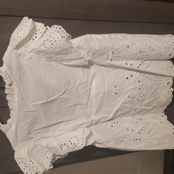 🇺🇸 New boutique Cotton perforating ruffle sleeves top - Picture 11 of 11